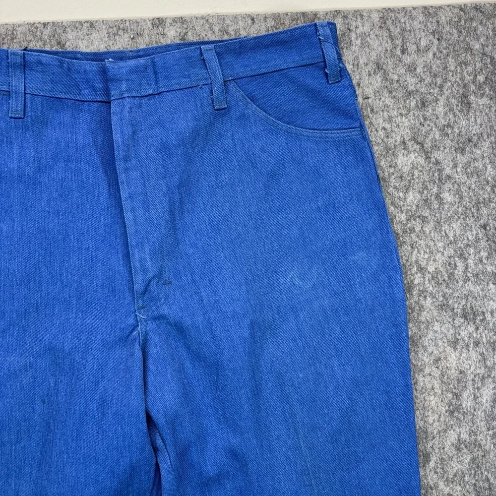 True Vintage 1970s Dickies Chino Work Pants Navy Blue Talon Zipper Men's 36 x 33